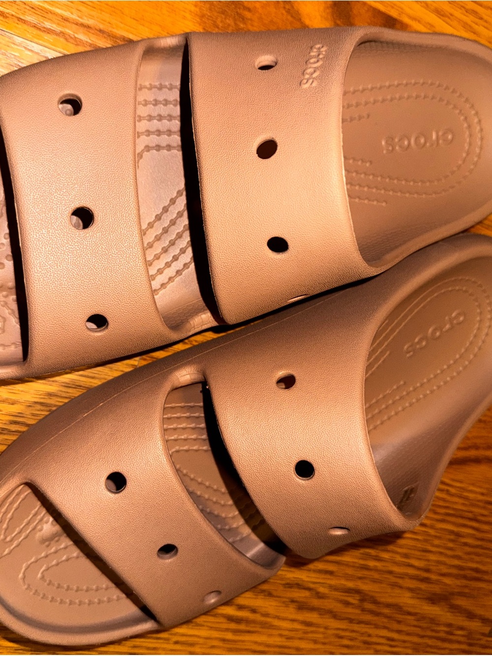CROCS Dual-Strap Slide Sandals in Brown W9/M7